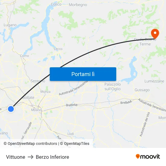 Vittuone to Berzo Inferiore map