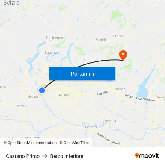 Castano Primo to Berzo Inferiore map