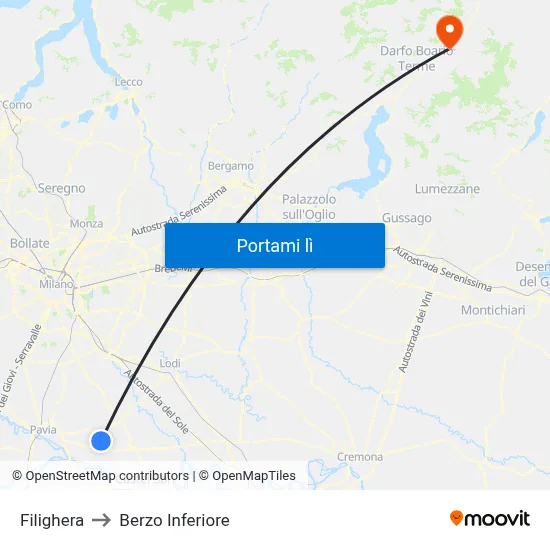 Filighera to Berzo Inferiore map