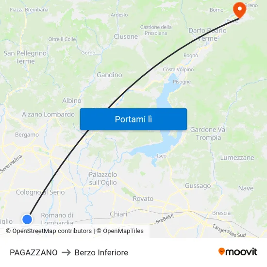 PAGAZZANO to Berzo Inferiore map