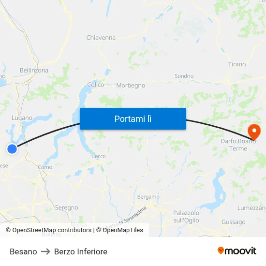 Besano to Berzo Inferiore map