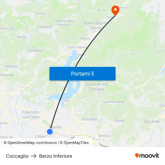 Coccaglio to Berzo Inferiore map