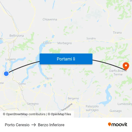 Porto Ceresio to Berzo Inferiore map