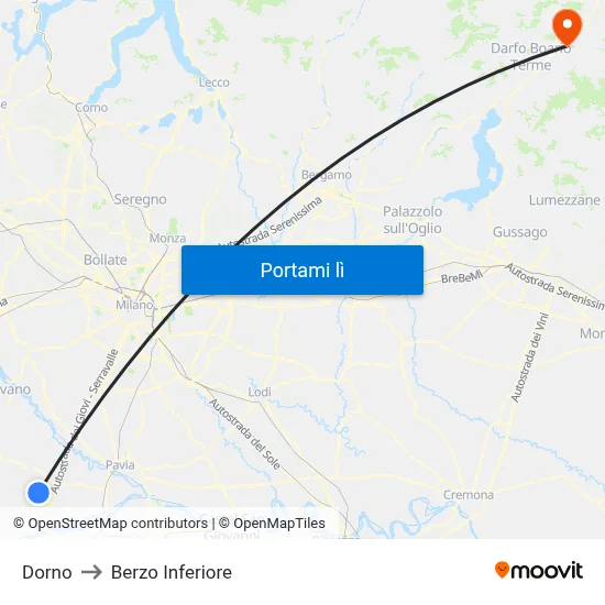 Dorno to Berzo Inferiore map