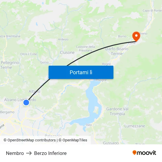 Nembro to Berzo Inferiore map