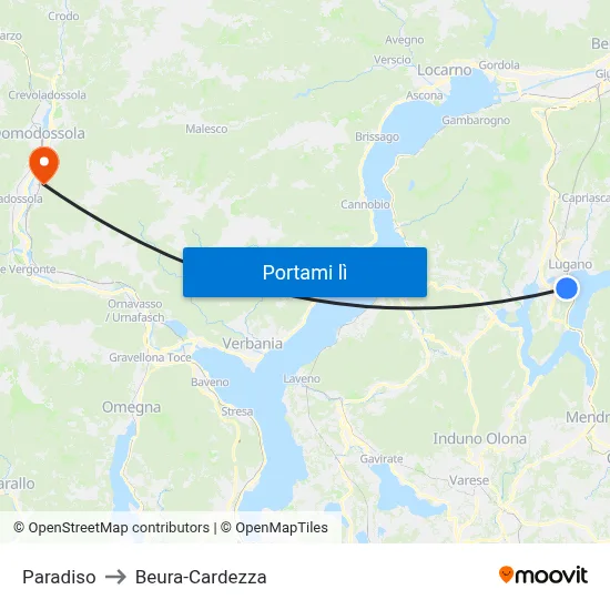 Paradiso to Beura-Cardezza map