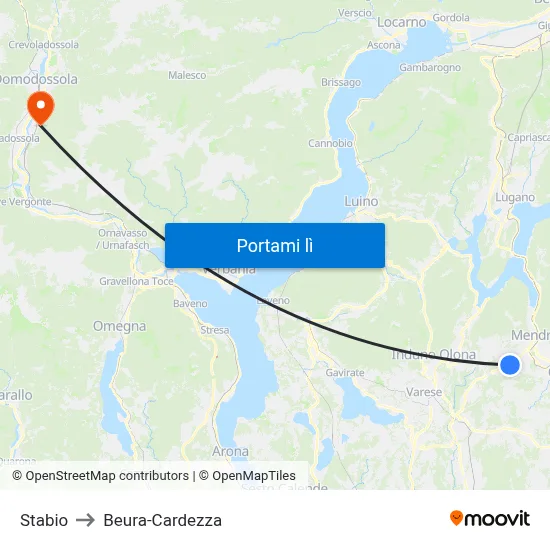 Stabio to Beura-Cardezza map