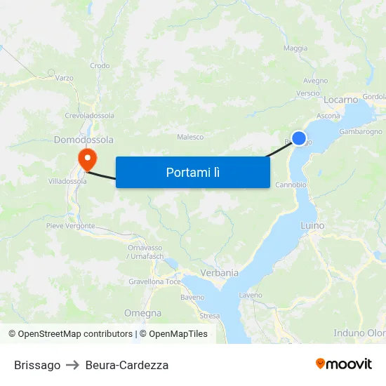 Brissago to Beura-Cardezza map