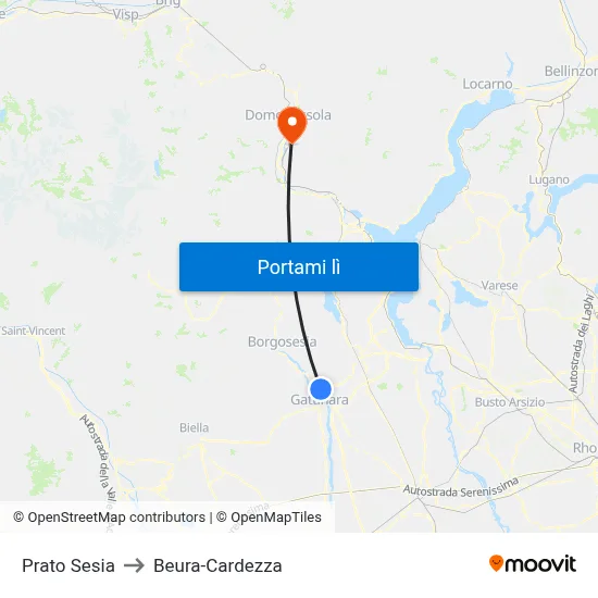 Prato Sesia to Beura-Cardezza map