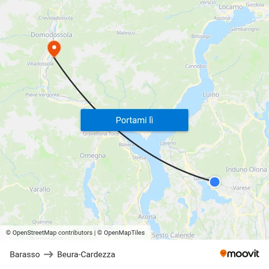 Barasso to Beura-Cardezza map