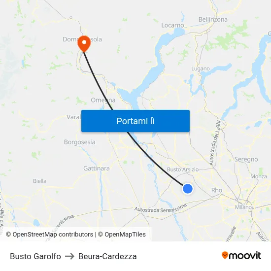 Busto Garolfo to Beura-Cardezza map
