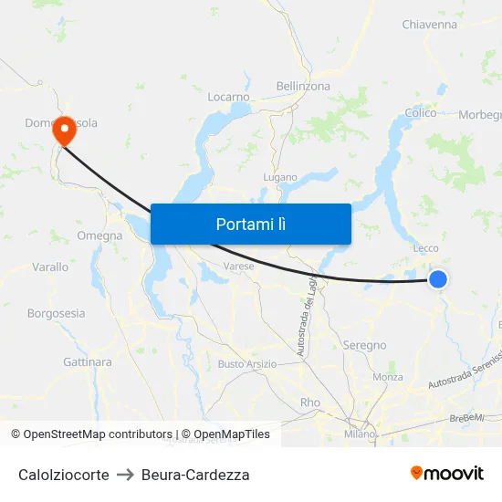 Calolziocorte to Beura-Cardezza map
