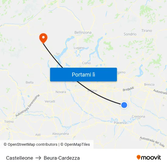 Castelleone to Beura-Cardezza map