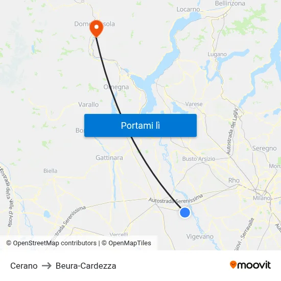Cerano to Beura-Cardezza map