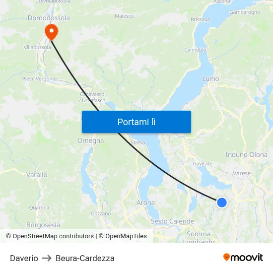 Daverio to Beura-Cardezza map