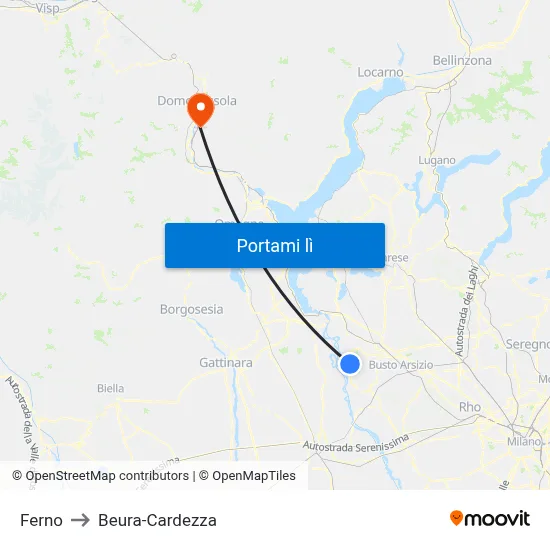 Ferno to Beura-Cardezza map