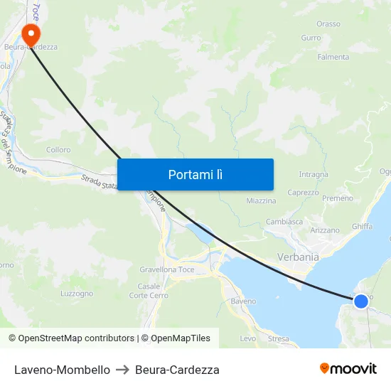 Laveno-Mombello to Beura-Cardezza map