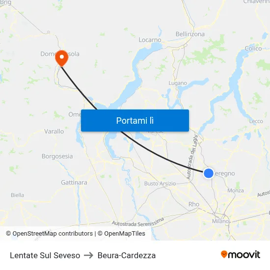 Lentate Sul Seveso to Beura-Cardezza map