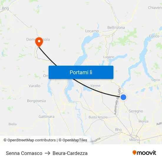 Senna Comasco to Beura-Cardezza map