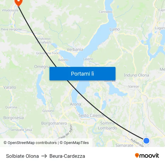 Solbiate Olona to Beura-Cardezza map