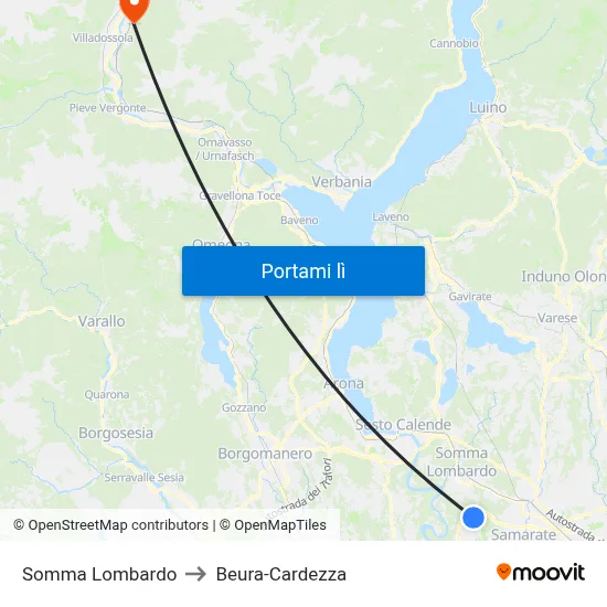 Somma Lombardo to Beura-Cardezza map