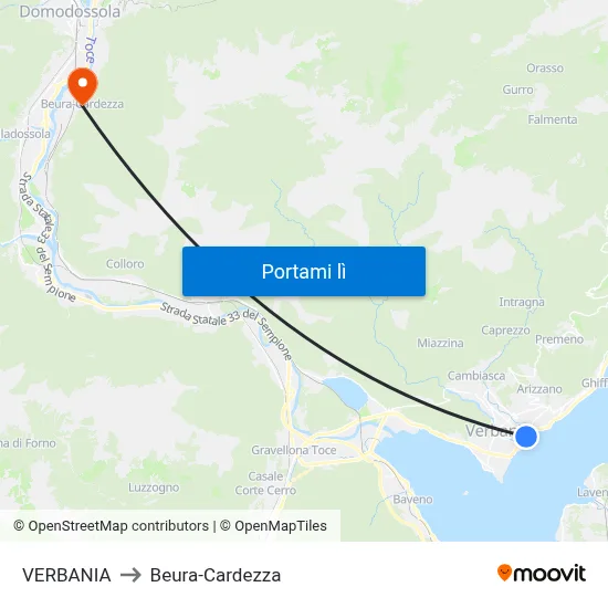 VERBANIA to Beura-Cardezza map