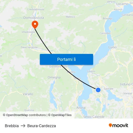 Brebbia to Beura-Cardezza map