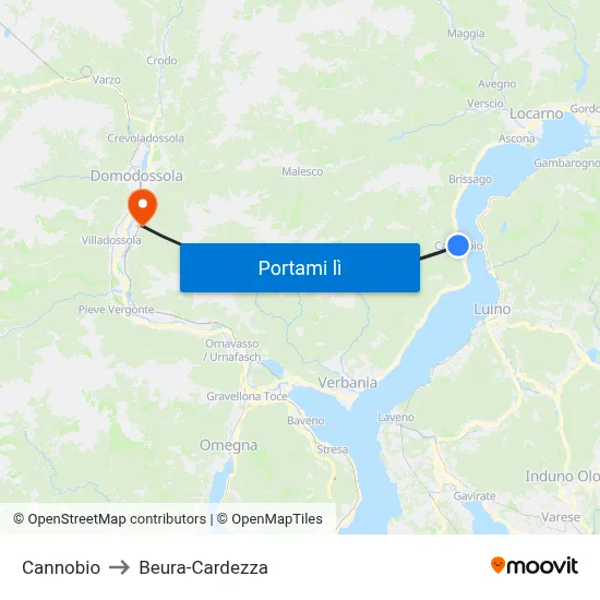 Cannobio to Beura-Cardezza map
