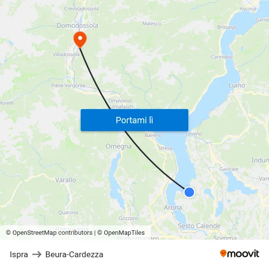 Ispra to Beura-Cardezza map