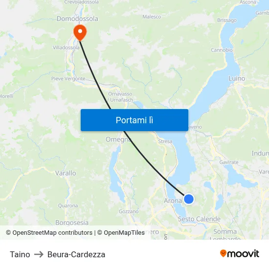 Taino to Beura-Cardezza map