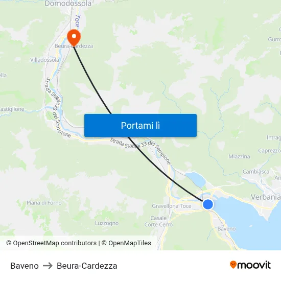 Baveno to Beura-Cardezza map