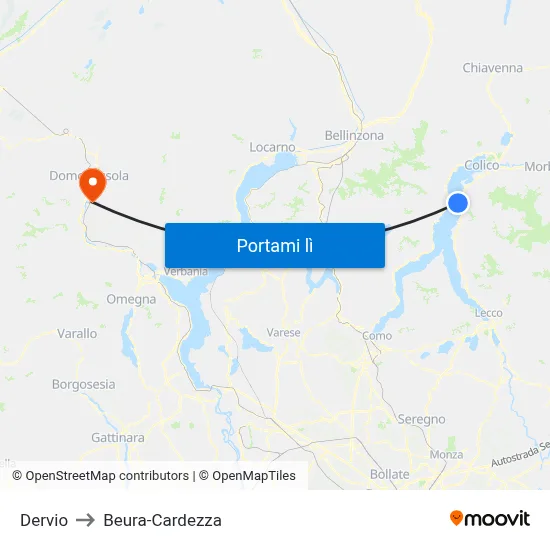 Dervio to Beura-Cardezza map