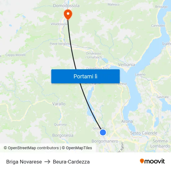 Briga Novarese to Beura-Cardezza map