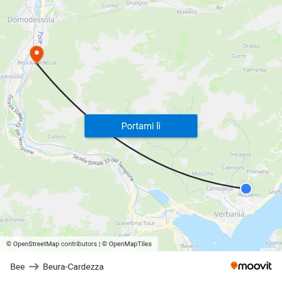 Bee to Beura-Cardezza map