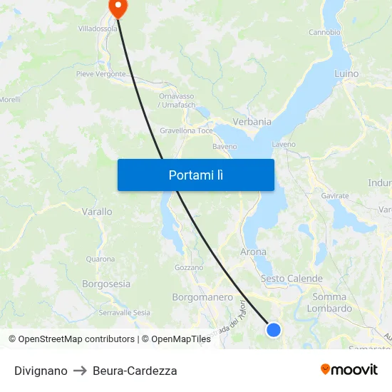 Divignano to Beura-Cardezza map