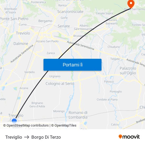 Treviglio to Borgo Di Terzo map