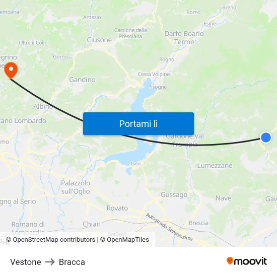 Vestone to Bracca map