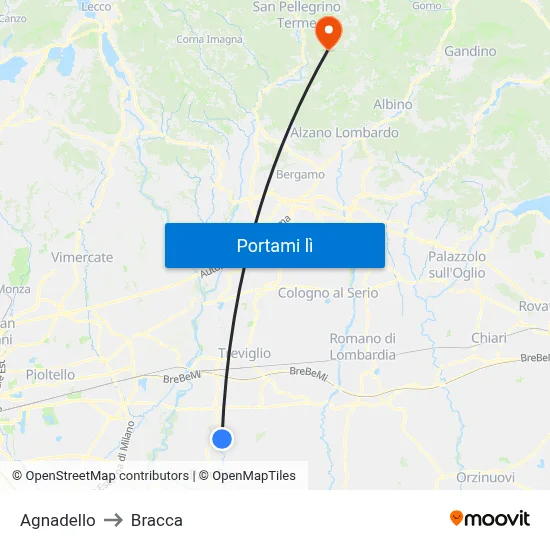 Agnadello to Bracca map