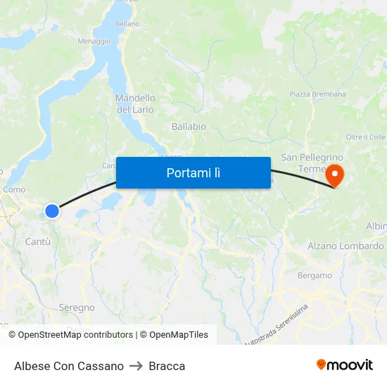 Albese Con Cassano to Bracca map