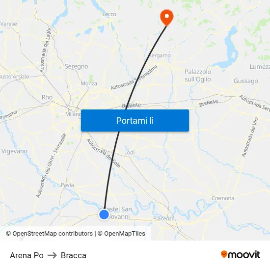 Arena Po to Bracca map