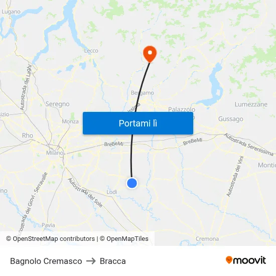 Bagnolo Cremasco to Bracca map