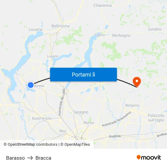 Barasso to Bracca map