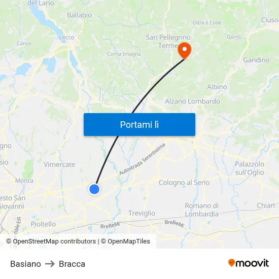 Basiano to Bracca map