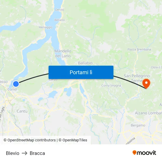 Blevio to Bracca map
