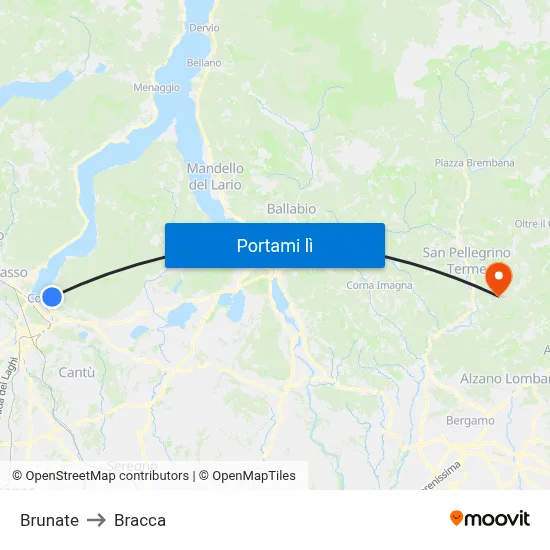Brunate to Bracca map