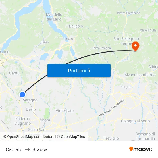 Cabiate to Bracca map