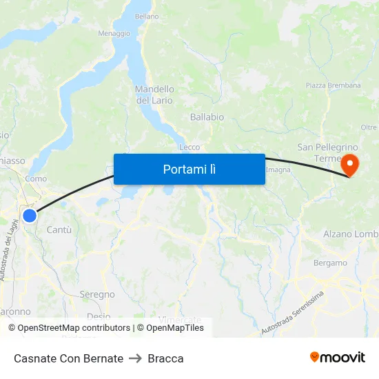 Casnate Con Bernate to Bracca map