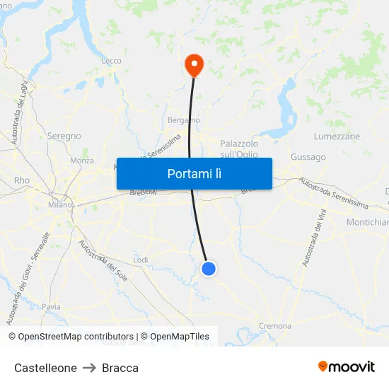 Castelleone to Bracca map