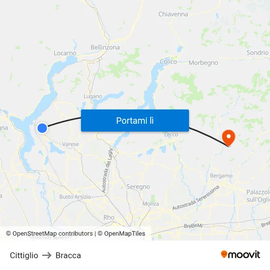 Cittiglio to Bracca map