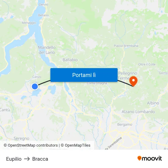 Eupilio to Bracca map